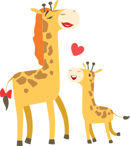 Zsiráf anya és kicsinye