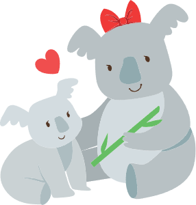 Koala anya és kicsinye