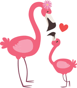 Flamingó anya és kicsinye