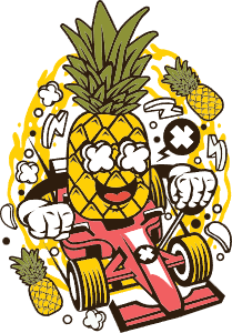 Gokartozó ananász