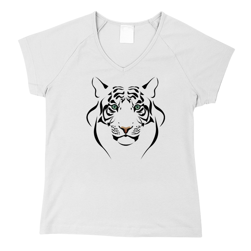 Tigris mintás női V-nyakú póló
